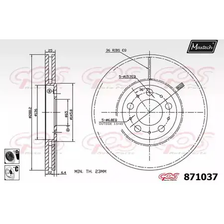 Тормозной диск MAXTECH 8 71037 4328312 6XOPE0R 871037.6060 изображение 0