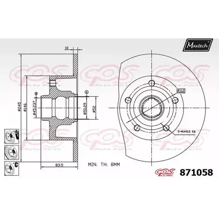 Тормозной диск MAXTECH 8 71058 4328366 871058.6980 T82UK