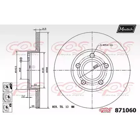 Тормозной диск MAXTECH 4328373 8710 60 871060.6880 ZIWV4S