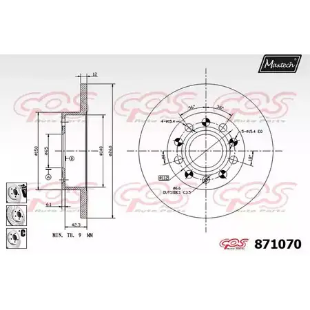 Тормозной диск MAXTECH 871070.6880 4328405 87 1070 KB5P62Z изображение 0