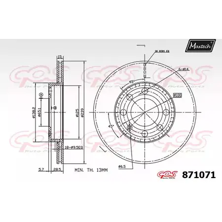Тормозной диск MAXTECH SP1GAZ 871071.0000 87 1071 4328407