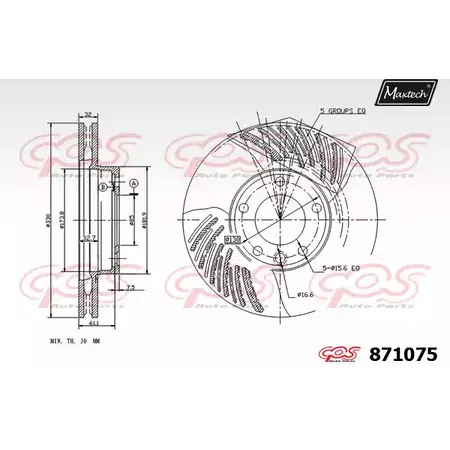 Тормозной диск MAXTECH TY6Q1WQ 871075.0000 87 1075 4328423 изображение 0