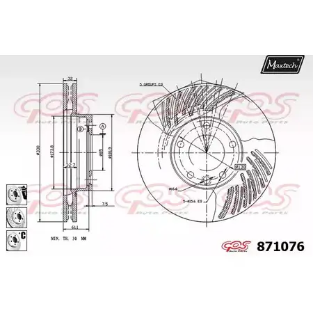 Тормозной диск MAXTECH 871076.6880 8710 76 4328429 GE0OY7