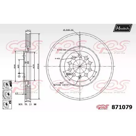 Тормозной диск MAXTECH 3PL3KJ 4328441 871079.6880 8 71079