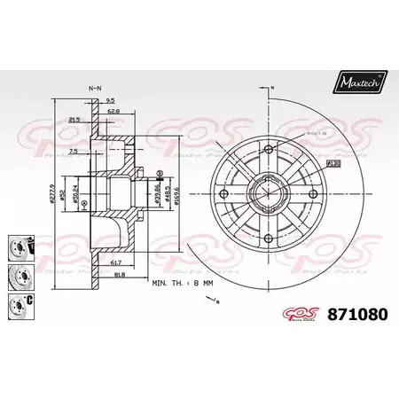 Тормозной диск MAXTECH 871080.6980 MW66Z 4328446 871 080 изображение 0