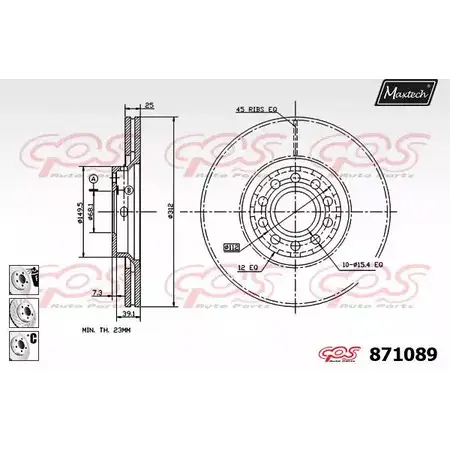 Тормозной диск MAXTECH 871089.6880 4328481 871 089 5EMQY