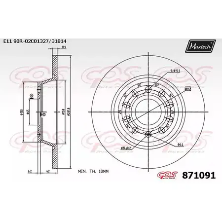 Тормозной диск MAXTECH 871091.0000 4328487 HVOWS7Q 87 1091 изображение 0