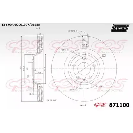 Тормозной диск MAXTECH 8 71100 4328516 DYX5MCK 871100.0000