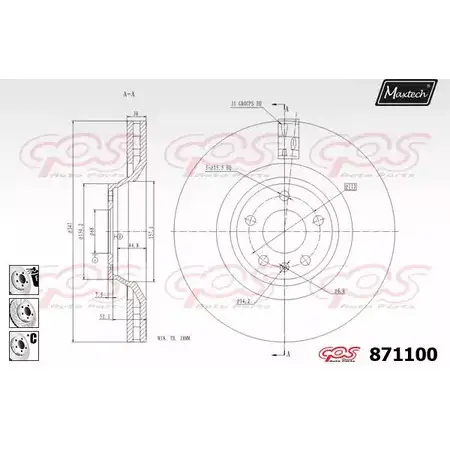 Тормозной диск MAXTECH 8 71100 CITQ1MK 871100.6980 4328519 изображение 0