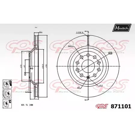 Тормозной диск MAXTECH 871101.6880 87 1101 LK1LA 4328522