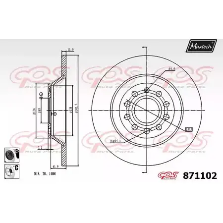 Тормозной диск MAXTECH 8 71102 871102.6060 7D8LUD 4328525