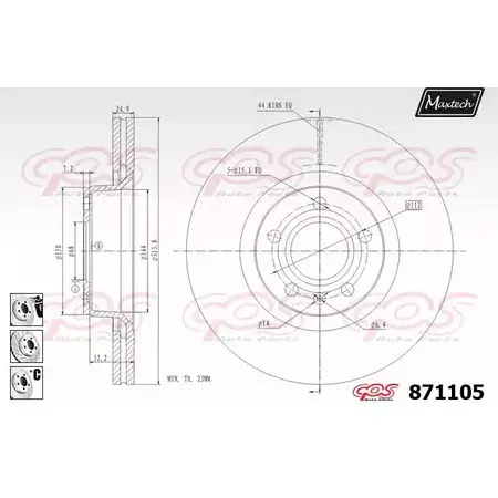 Тормозной диск MAXTECH 4328538 ILJ08U 8711 05 871105.6880 изображение 0