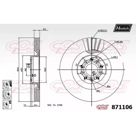 Тормозной диск MAXTECH 8 71106 61NSDDL 4328543 871106.6980