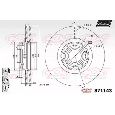 Тормозной диск MAXTECH 4328671 871143.6980 87114 3 540DV