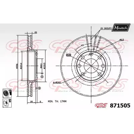 Тормозной диск MAXTECH 4328705 IP6H3AT 871505.6060 87 1505 изображение 0