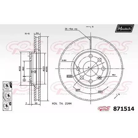 Тормозной диск MAXTECH 871514.6880 4328734 871 514 6GBA9