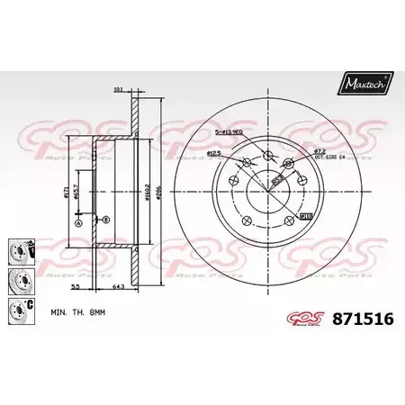 Тормозной диск MAXTECH 871516.6880 87151 6 A60CE0 4328738