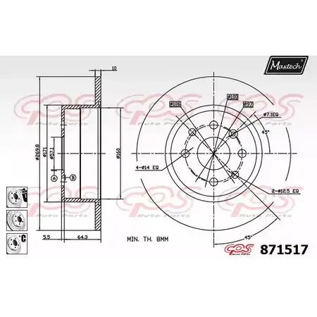 Тормозной диск MAXTECH UW9HQ 871 517 4328742 871517.6880