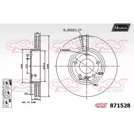 Тормозной диск MAXTECH 871528.6880 4328782 KRSL9YB 871 528 изображение 0