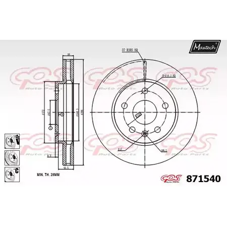 Тормозной диск MAXTECH 4328826 871540.6880 871 540 UAUEW изображение 0