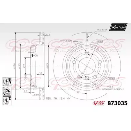 Тормозной диск MAXTECH 4328998 873035.6880 F4MDQS 873 035 изображение 0