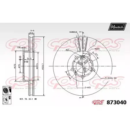 Тормозной диск MAXTECH 83OB86 873040.6060 87304 0 4329017