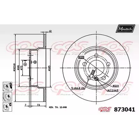 Тормозной диск MAXTECH AAYOB10 873041.6980 4329023 87304 1