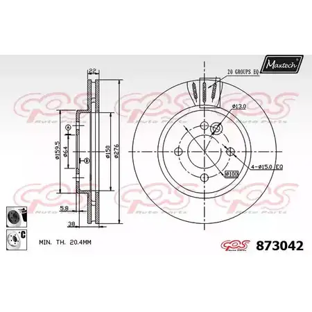 Тормозной диск MAXTECH 4329025 87 3042 M18J6E 873042.6060