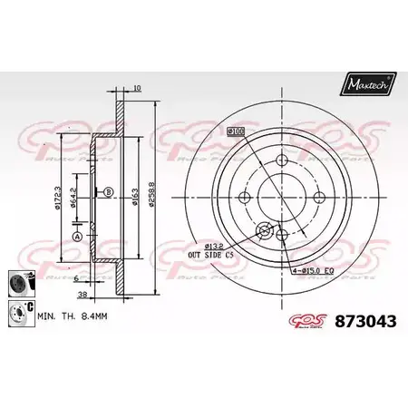 Тормозной диск MAXTECH 4329029 873043.6060 8LUJVDC 8 73043