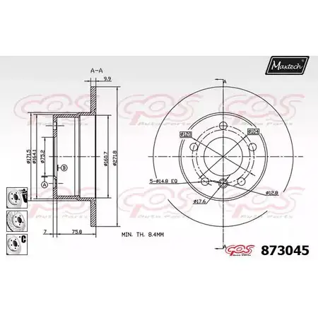 Тормозной диск MAXTECH 4329039 873045.6980 87304 5 828JLLX