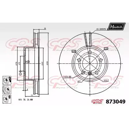 Тормозной диск MAXTECH 4329055 QY9K13 87 3049 873049.6980 изображение 0