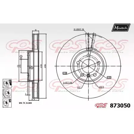 Тормозной диск MAXTECH 87 3050 873050.6880 4329058 YCMH04 изображение 0