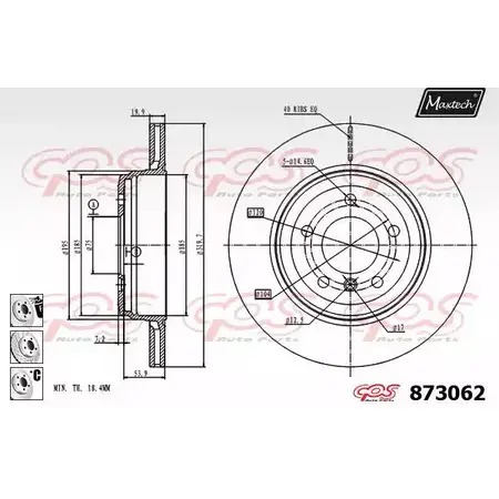 Тормозной диск MAXTECH ZG4SF19 4329106 8 73062 873062.6880 изображение 0