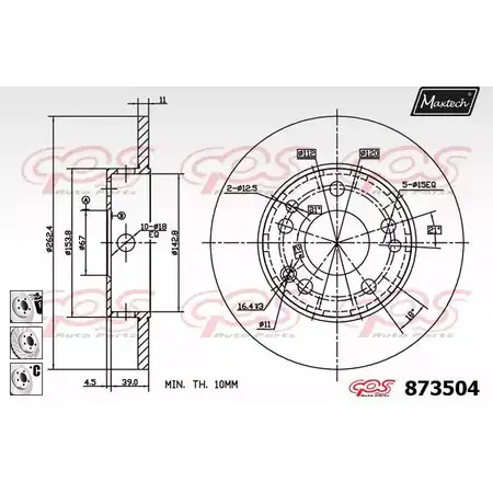 Тормозной диск MAXTECH 87350 4 3KGYVF 873504.6980 4329219 изображение 0