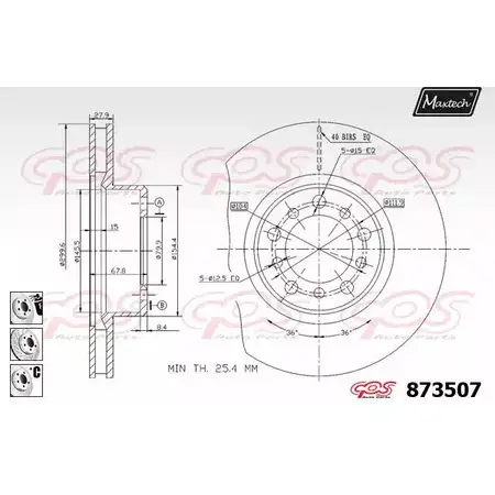 Тормозной диск MAXTECH AFLYKP 4329226 8735 07 873507.6880 изображение 0