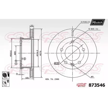 Тормозной диск MAXTECH 1YB7HL6 873546.6060 4329281 8 73546 изображение 0