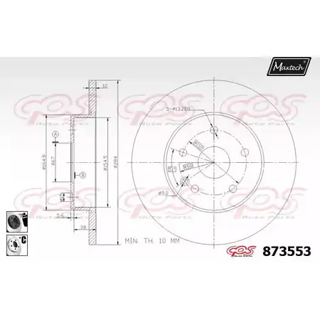 Тормозной диск MAXTECH 4329301 873553.6060 SW2KJ 8735 53 изображение 0