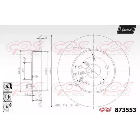 Тормозной диск MAXTECH 8735 53 873553.6980 E0WWWZ 4329303 изображение 0