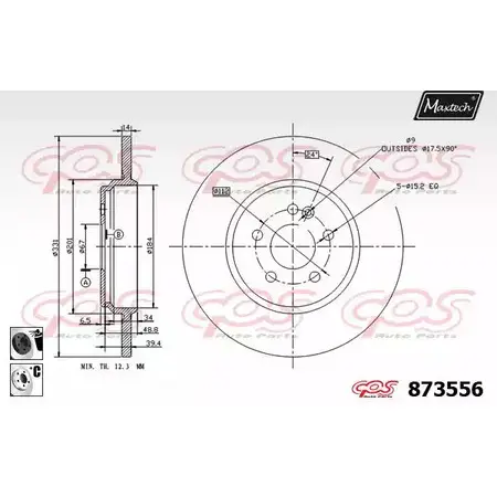 Тормозной диск MAXTECH 4329313 2ZZ7PX 873 556 873556.6060 изображение 0