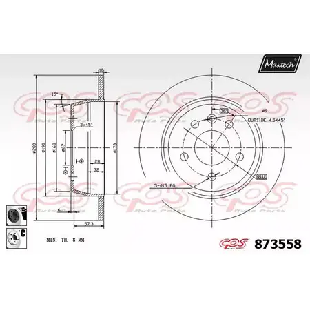 Тормозной диск MAXTECH 3Q0HX 8 73558 873558.6060 4329321 изображение 0