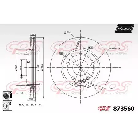 Тормозной диск MAXTECH IAILQW6 4329329 873560.6060 8735 60 изображение 0