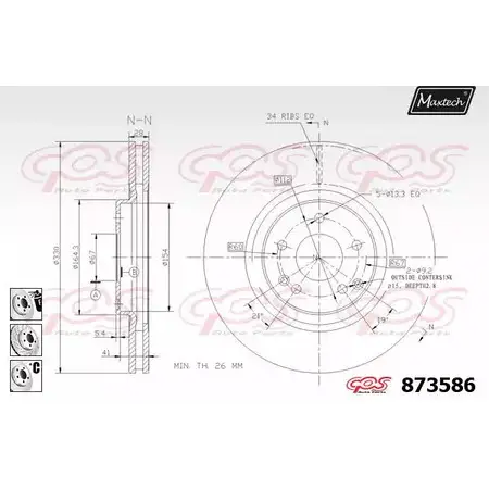 Тормозной диск MAXTECH 8 73586 ZNY60OF 4329378 873586.6880