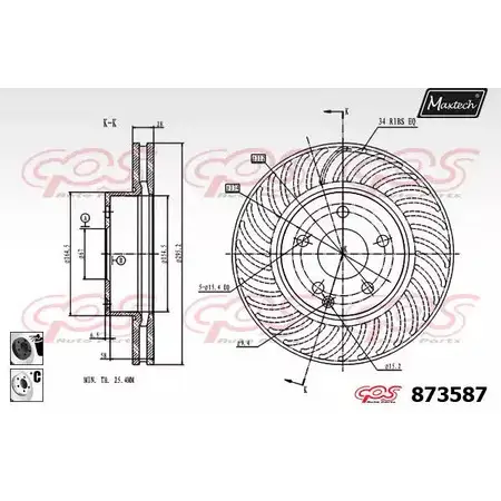 Тормозной диск MAXTECH 1DPNFAT 4329381 873587.6060 8735 87