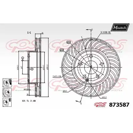 Тормозной диск MAXTECH NP0RV 87 3587 873587.6980 4329383