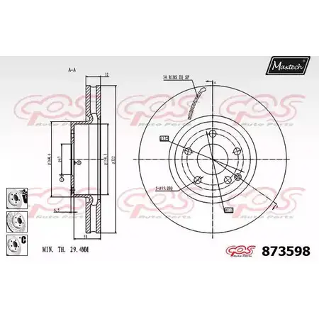 Тормозной диск MAXTECH 873598.6880 87 3598 4329422 OI7TV изображение 0