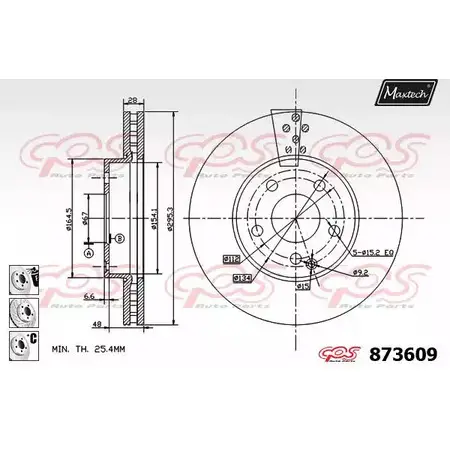 Тормозной диск MAXTECH 87360 9 873609.6980 4329467 RQPV78