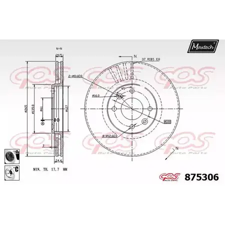 Тормозной диск MAXTECH 4329516 2YF66 875306.6060 875 306