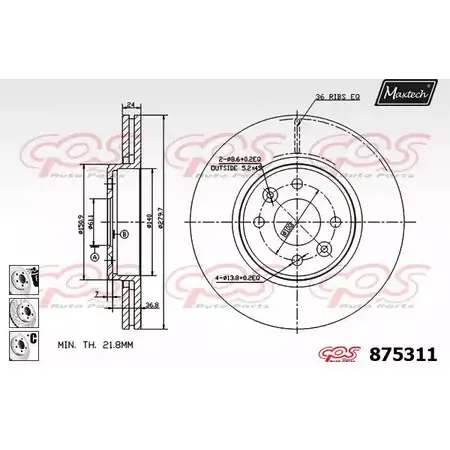 Тормозной диск MAXTECH JL6N9T 875311.6880 4329525 87531 1 изображение 0