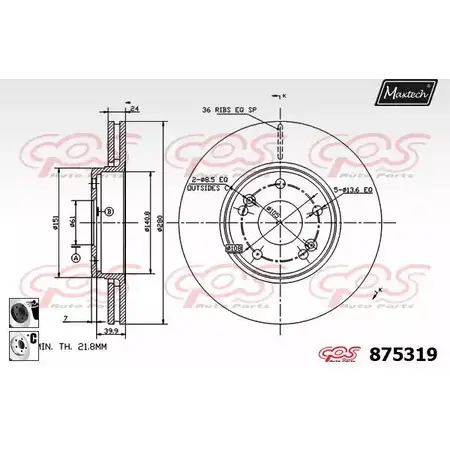 Тормозной диск MAXTECH 4329552 JAC6R 875 319 875319.6060 изображение 0