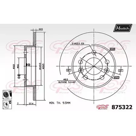 Тормозной диск MAXTECH 4329560 875322.6060 8 75322 4A7NER изображение 0